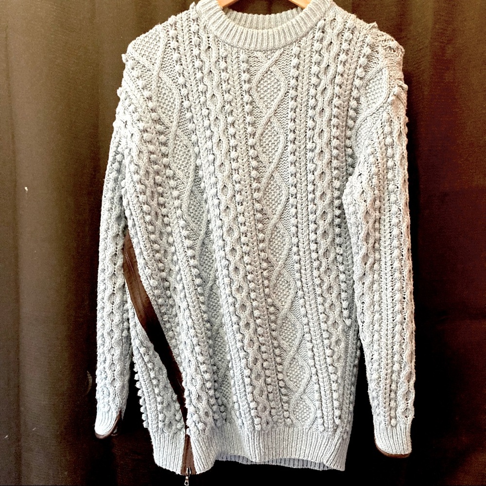 3.1 Phillip Lim Blue Alpaca Cable Knit Sweater